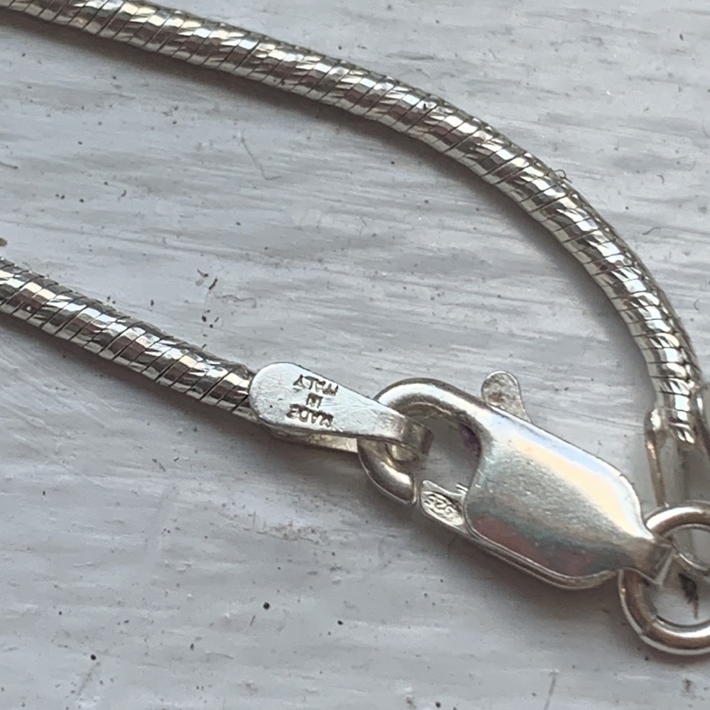 Solid Snake Chain. Sterling Silver 18in Italy . L… - image 1